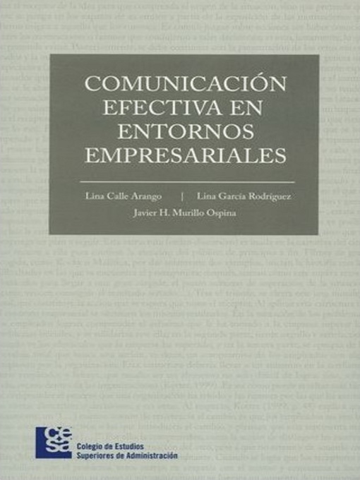 Title details for Comunicación efectiva en entornos empresariales by Javier H. Murillo O - Available